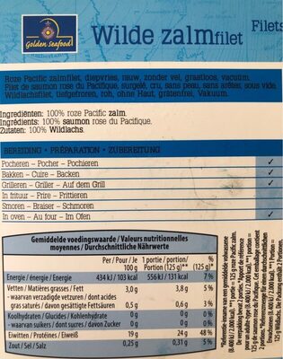 Wilde zalmfilet - Nutrition facts - fr