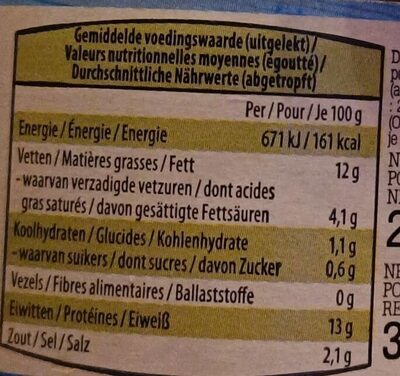 Haringfilets in azijn met zoetstof - Voedingswaarden