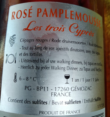 Rosé Pamplemousse - Ingrédients
