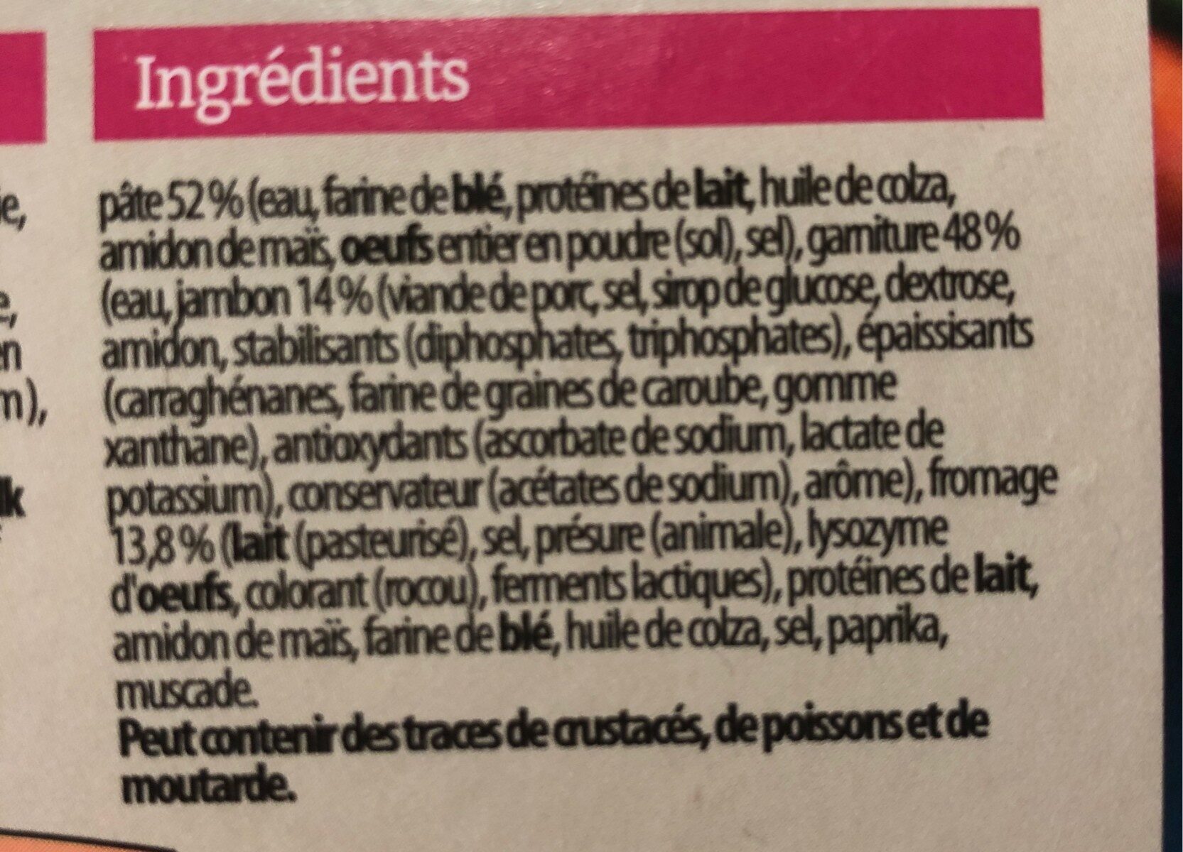Crepes poulet & champignons - Ingrediënten - fr