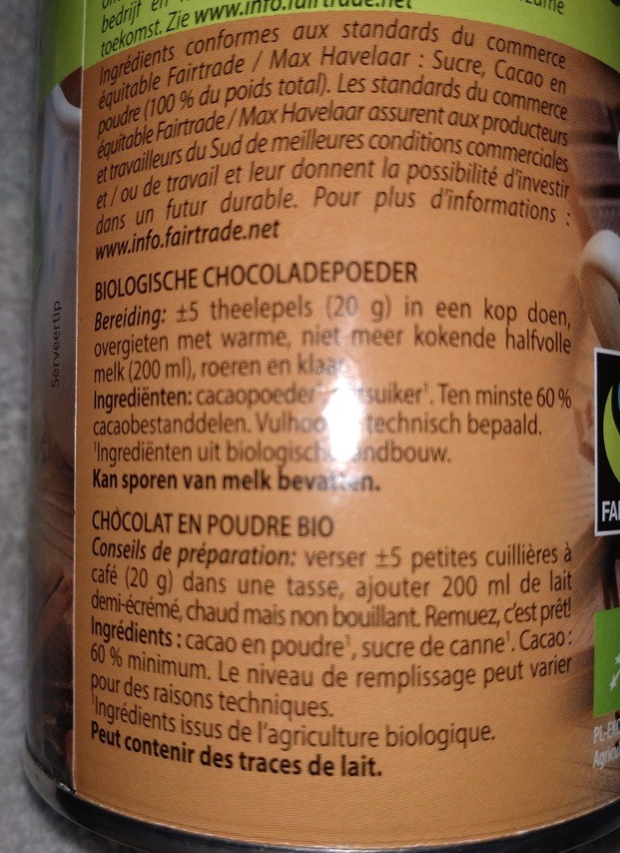 Chocolat à boire (en poudre) - Ingrédients
