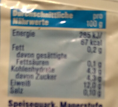 Speisequark Magerstufe - Ingredients