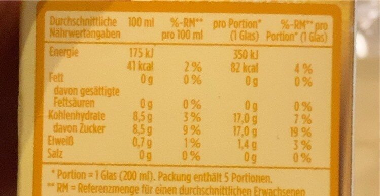 Orangensaft - Nutrition facts - de