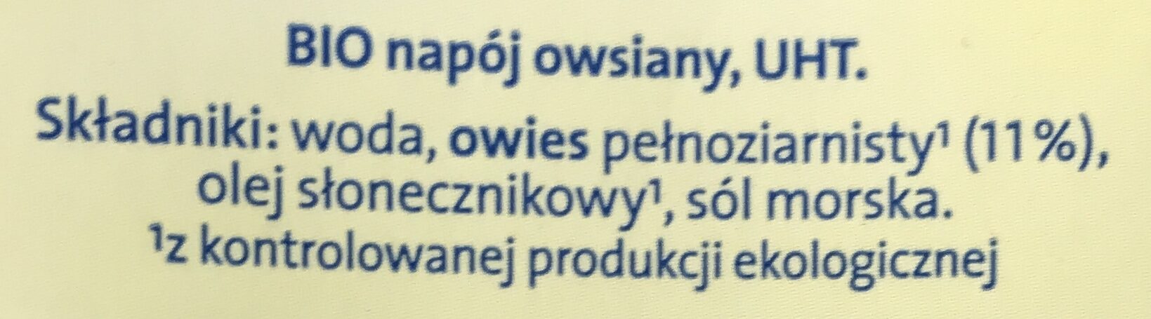 Owsiany napój - Ingredients - pl