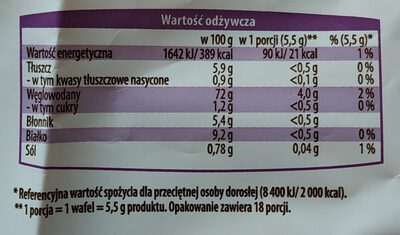 Wafle wieloziarniste z chia - Nutrition facts - pl
