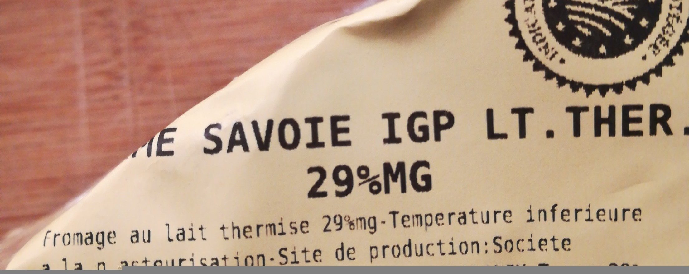 Tomme Savoie IGP LT THER. 29%MG - Ingredients - fr