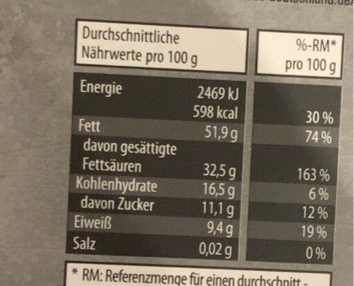 Bitterschokolade 85% - Nährwertangaben