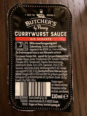 Currywurst-Sauce - Tableau nutritionnel - de