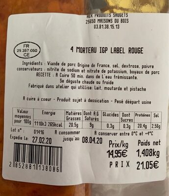 4 morteau ipg label rouge - Product - fr
