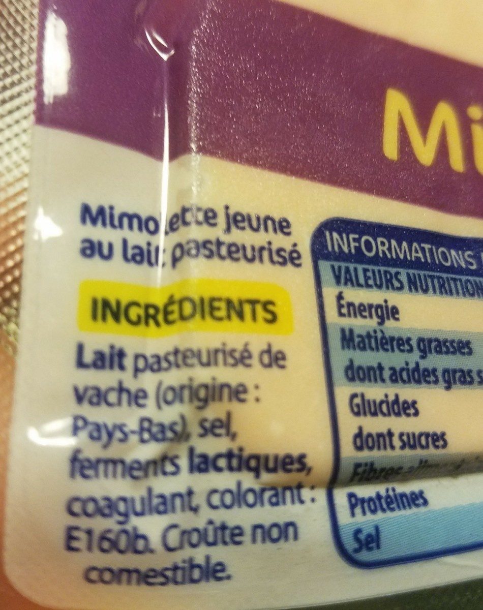 Mimolette jeune - Ingrédients
