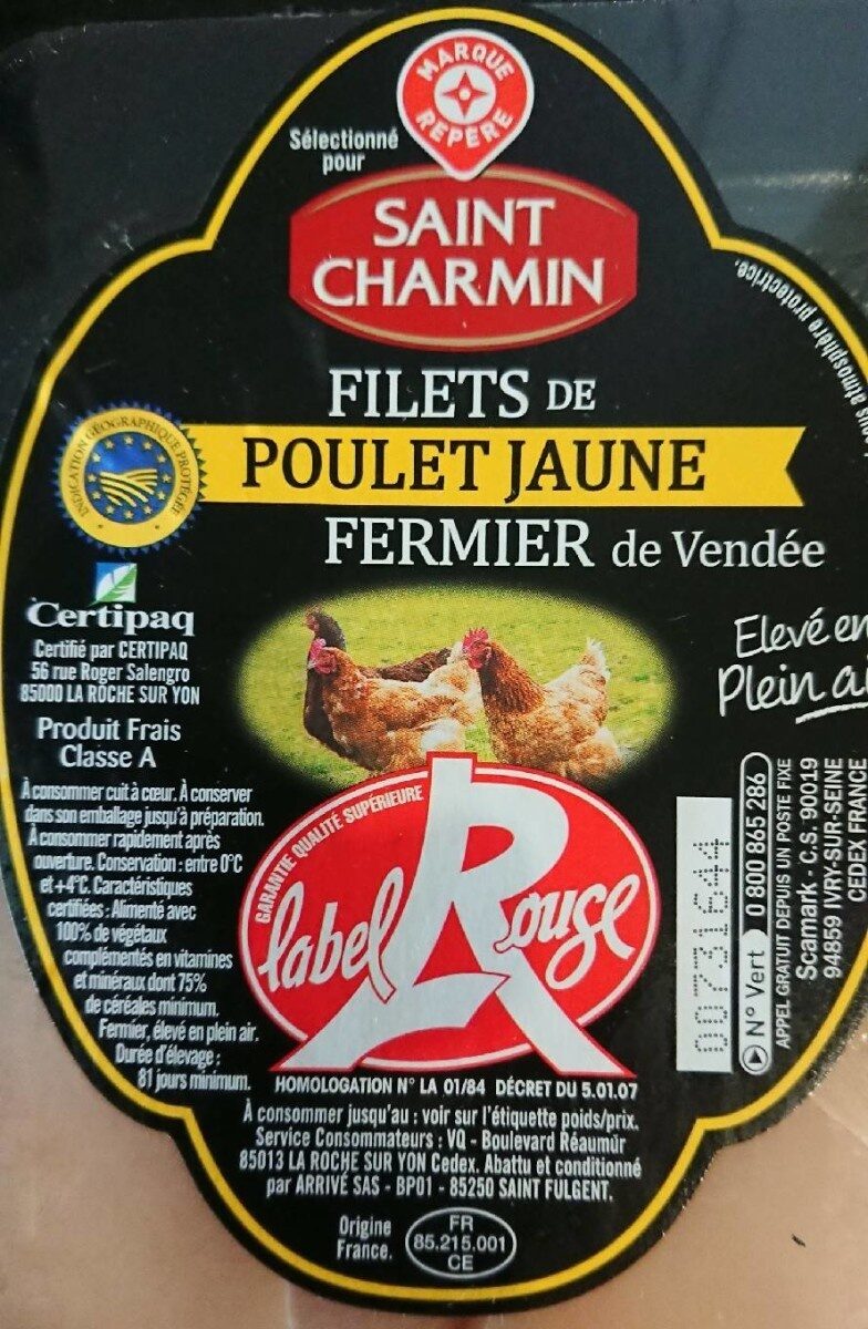 Filets de poulet jaune label rouge - Tableau nutritionnel
