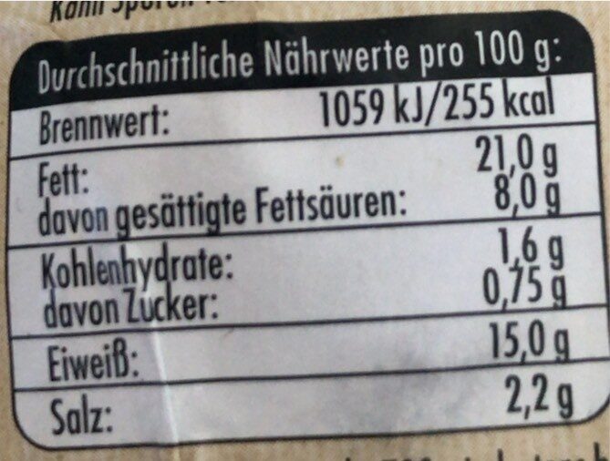 Spanferkel Leberwurst - Nutrition facts - de