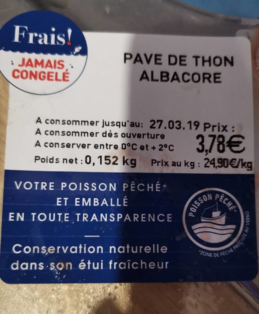 Pavé de thon albacore - Product - fr