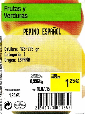 Pepinos tipo español - Ingrediënten - es