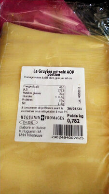 Gruyere mi-sale AOP - Product - fr
