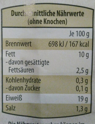 Frisches halbes Hähnchen (gewürzt) - Nutrition facts - de