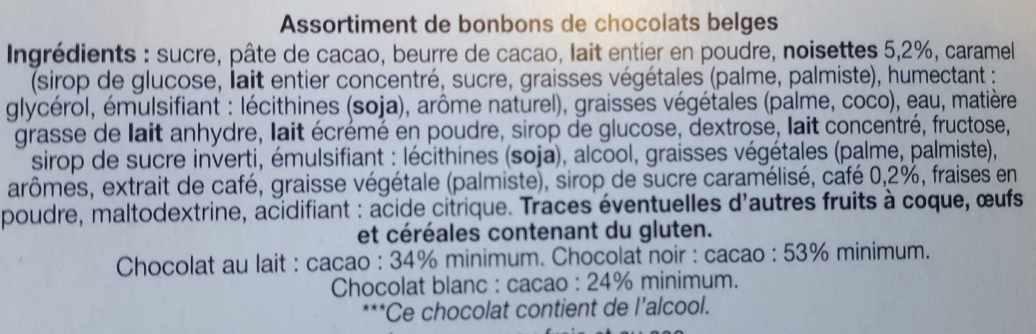 Chocolats Belges - Ingrediënten - fr