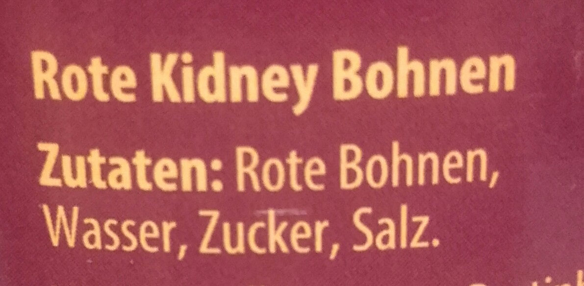 Dose Kidney-Bohnen Rot - Ingredients - de