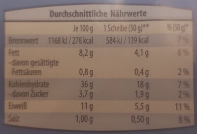 Dinkel Schnitte - Nutrition facts - de