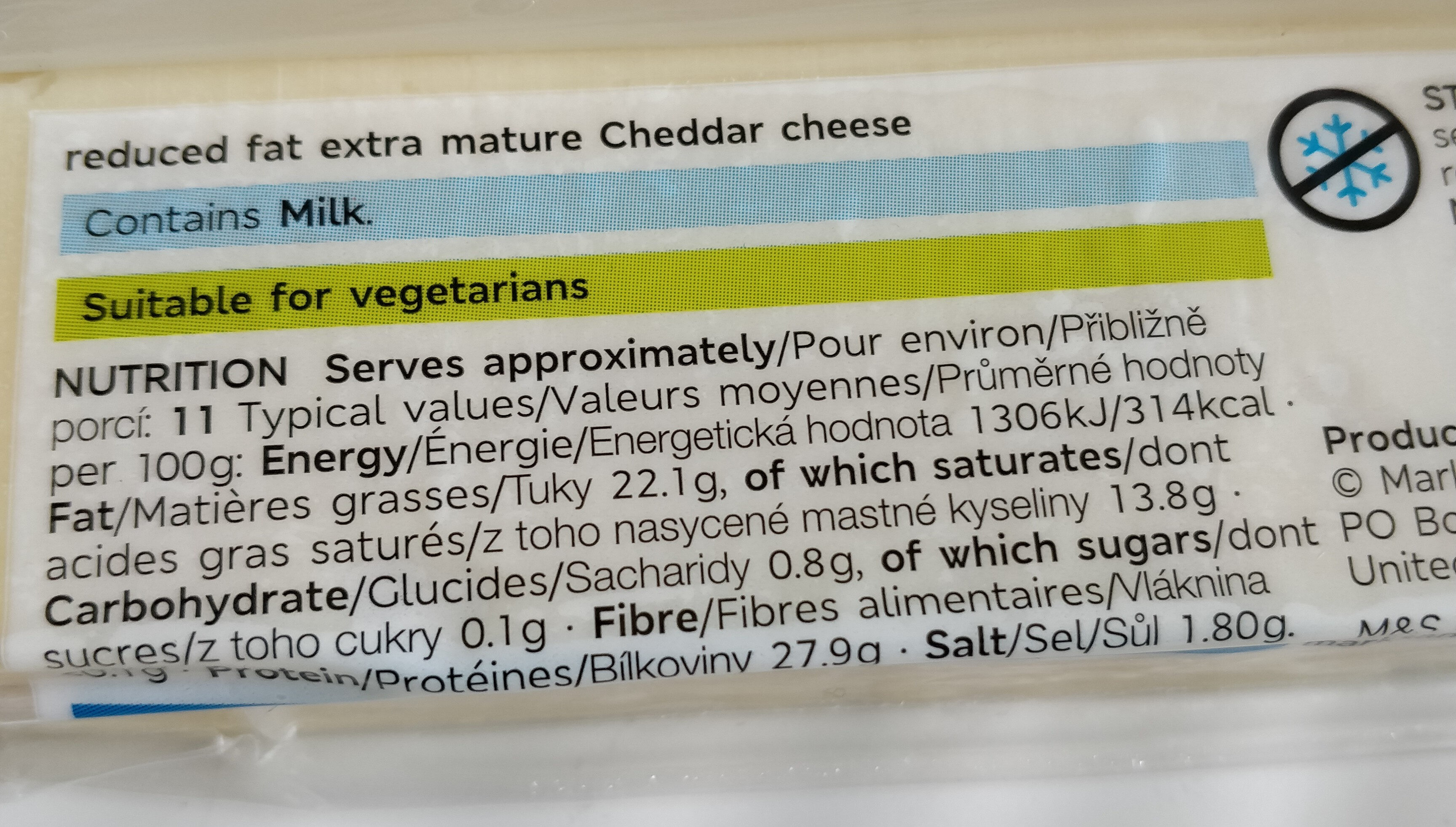 Extra mature cheddar - Voedingswaarden - fr