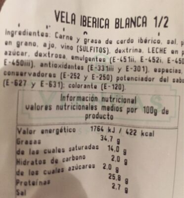 Vela Iberica Blanca - Informació nutricional - es