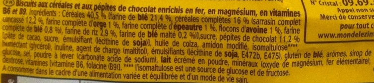 Belvita Le Moelleux pépites de chocolat & 5 céréales complètes - Ingrédients