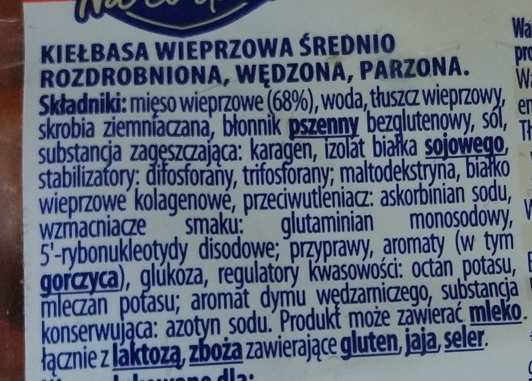 Kiełbasa śląska grillowana - Ingredients - pl