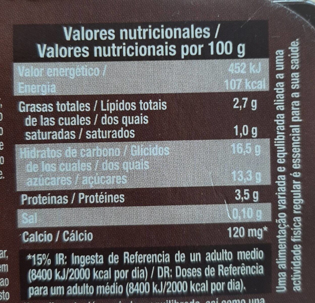 SojaSun POSTRE CHOCOLATE - Información nutricional