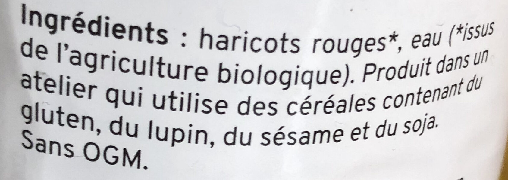 Haricots Rouges Bio - Ingrediënten - fr
