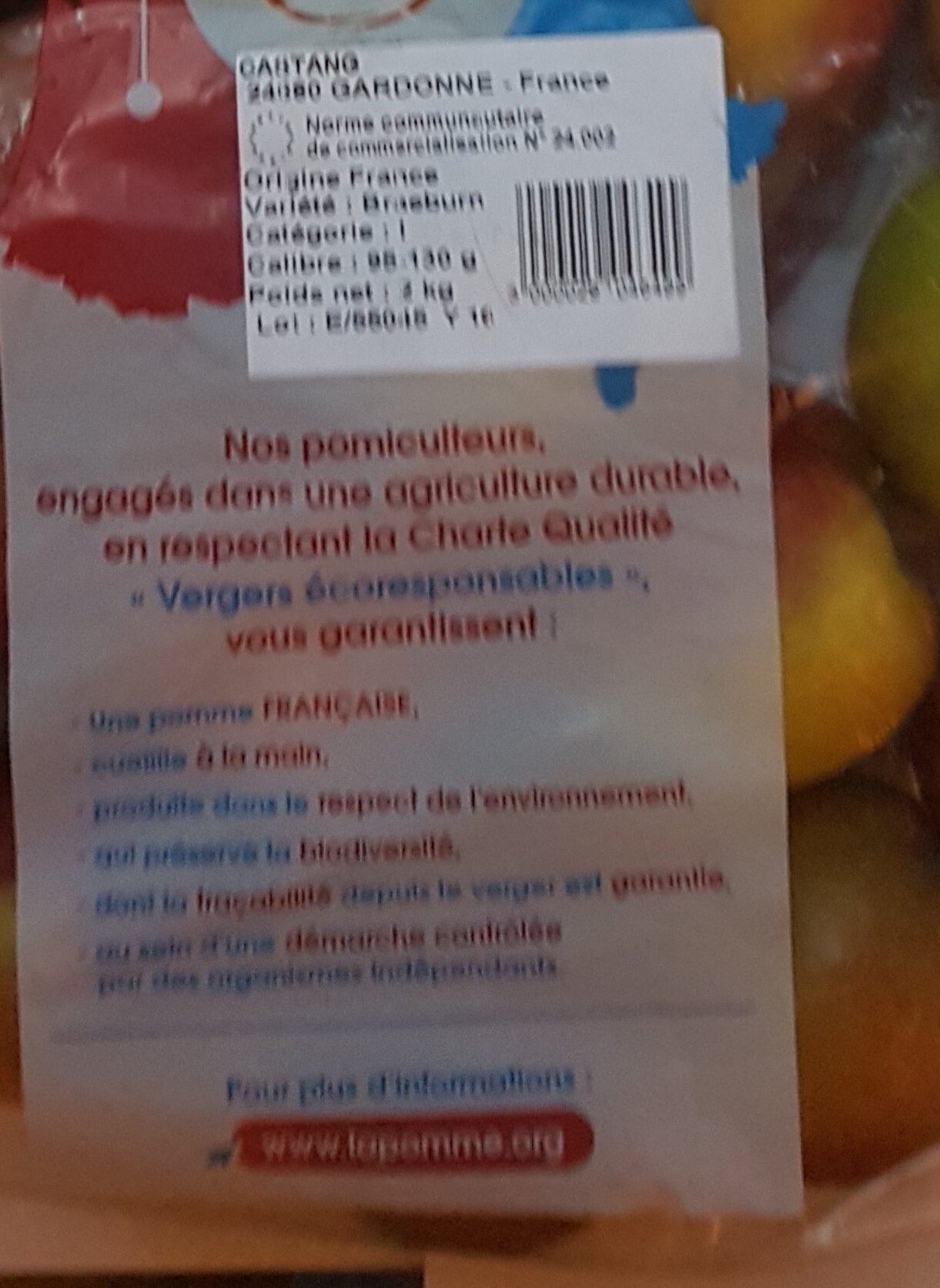 POMME Pomme Gala cat 1 - Ingredients - fr