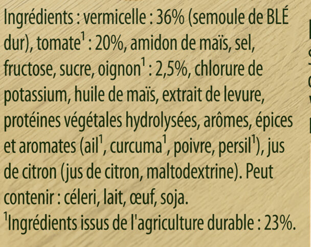 Knorr Soupe Déshydratée Tomates aux Vermicelles 67g - Ingredients - fr