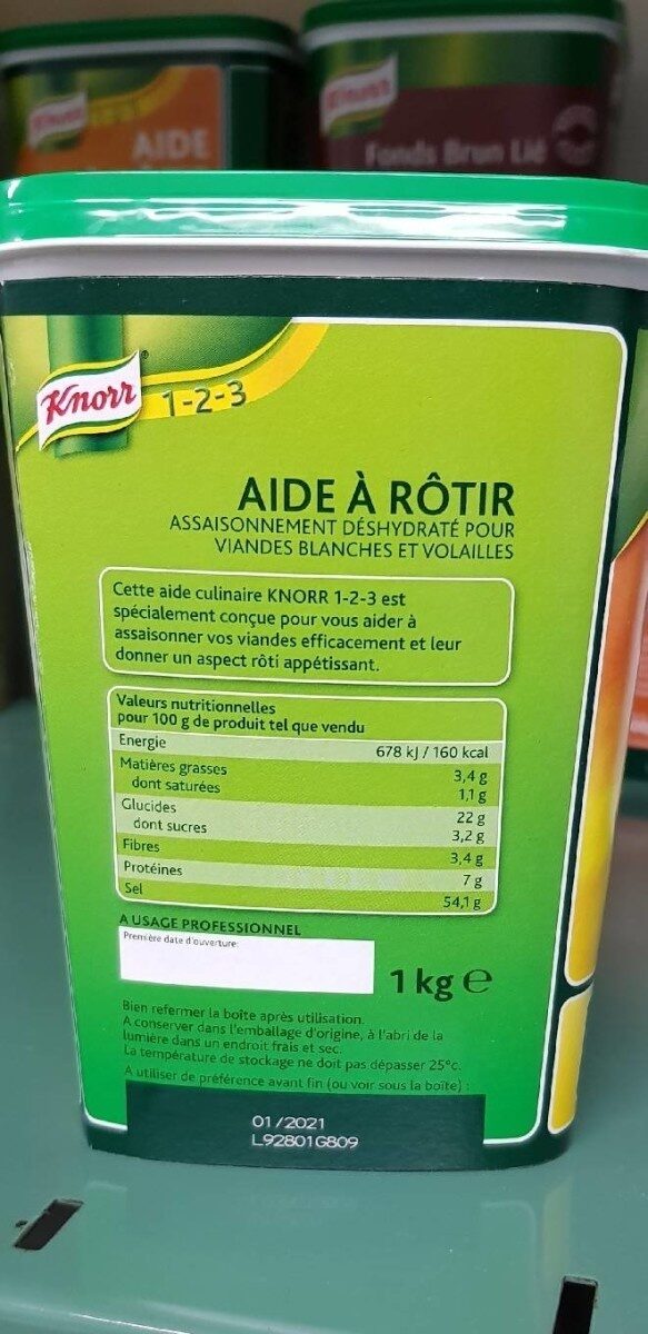 Knorr 123 Aide à rôtir déshydraté 1kg - Nutrition facts - fr