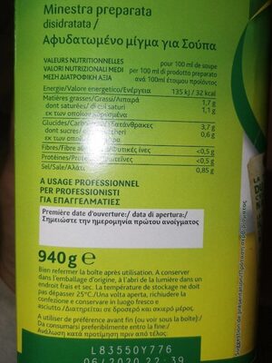 Knorr Velouté de Légumes 940g 50 portions - Nutrition facts - fr