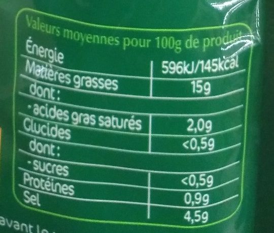 Olives Apéro à l'ail - Nutrition facts - fr