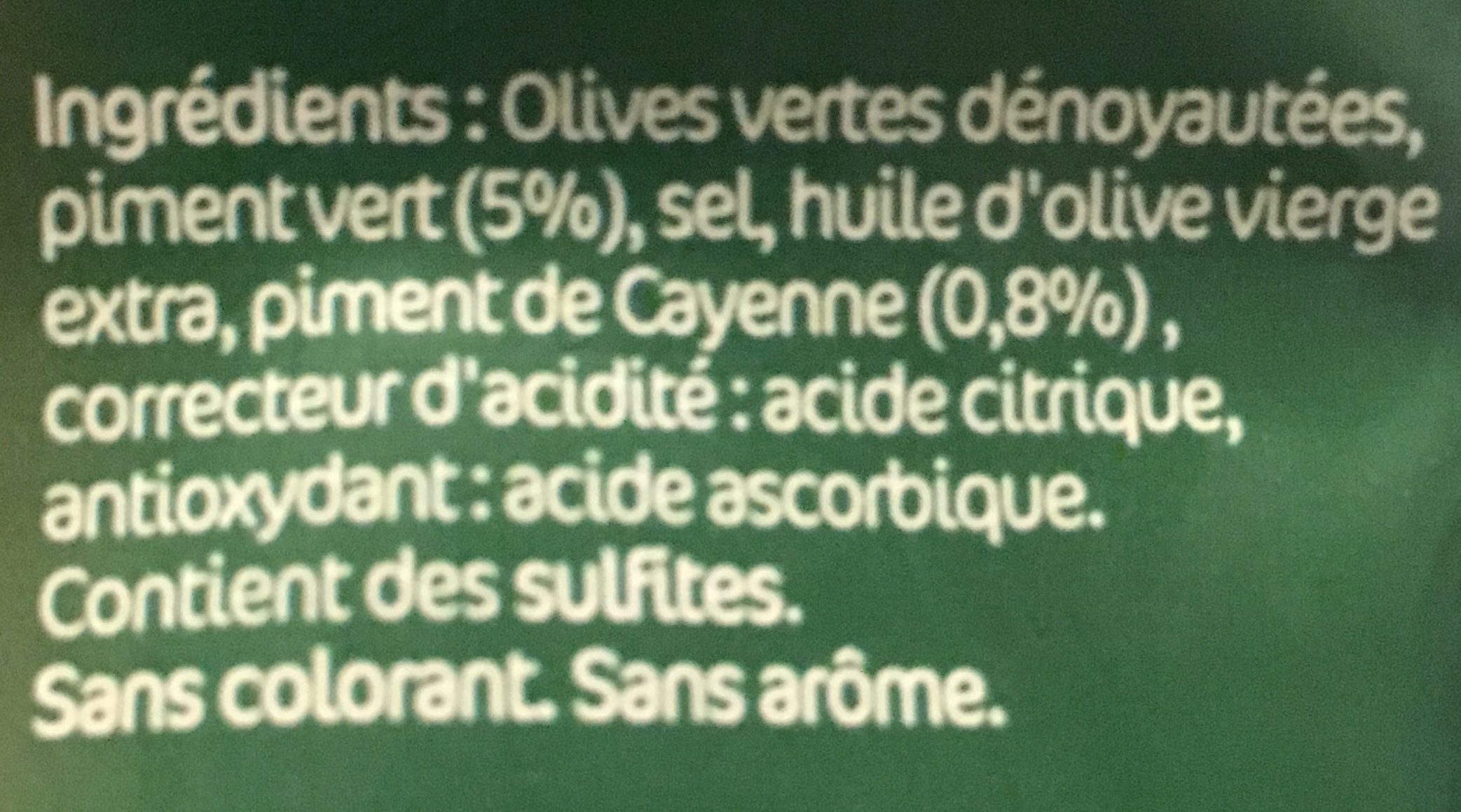 Olives Apéro à l'orientale - Ingredientes - fr