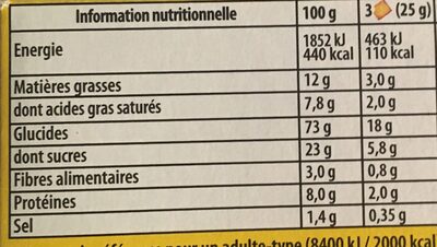 Véritable Petit Beurre Pocket - Tableau nutritionnel