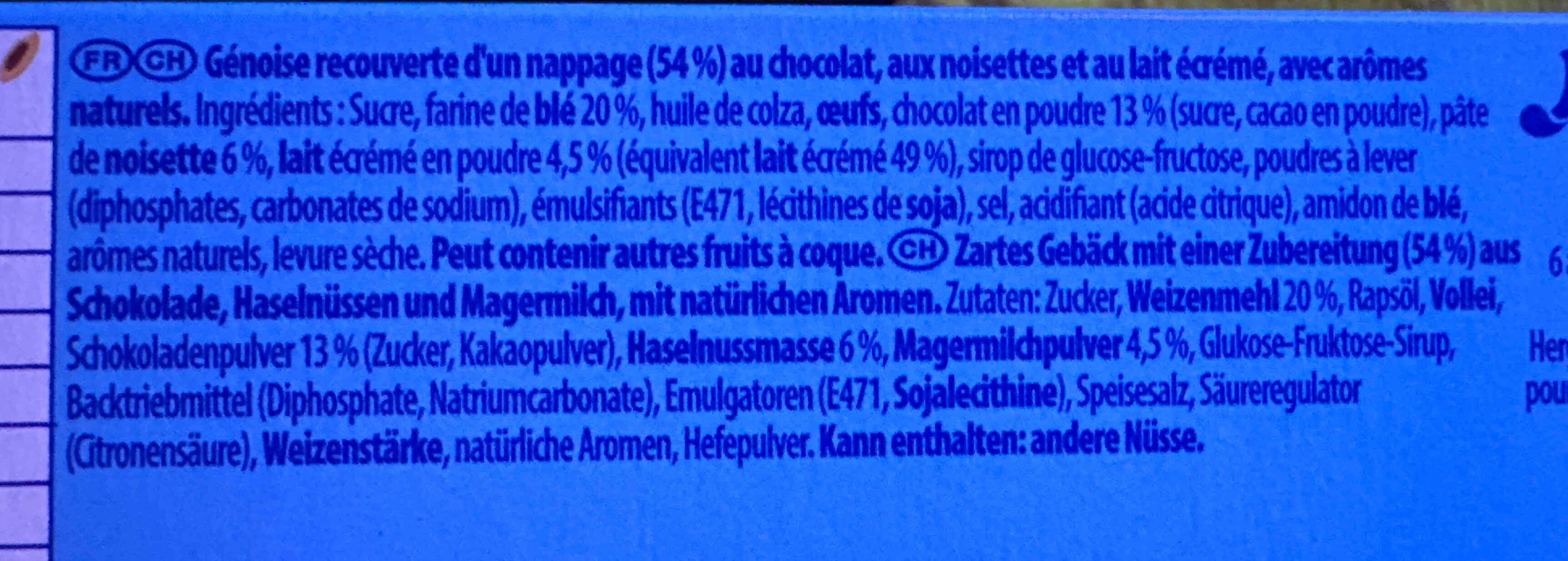 La Barquette (chocolat) - Ingrédients