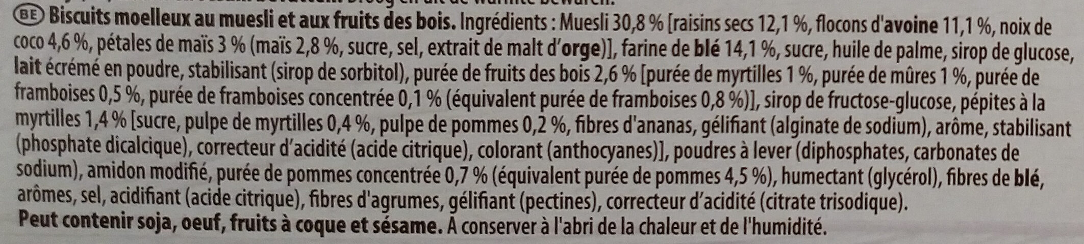Moelleux Fruits des Bois - Ingrédients