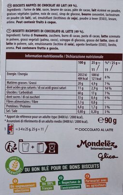 Mikado chocolat au lait - Ingrédients