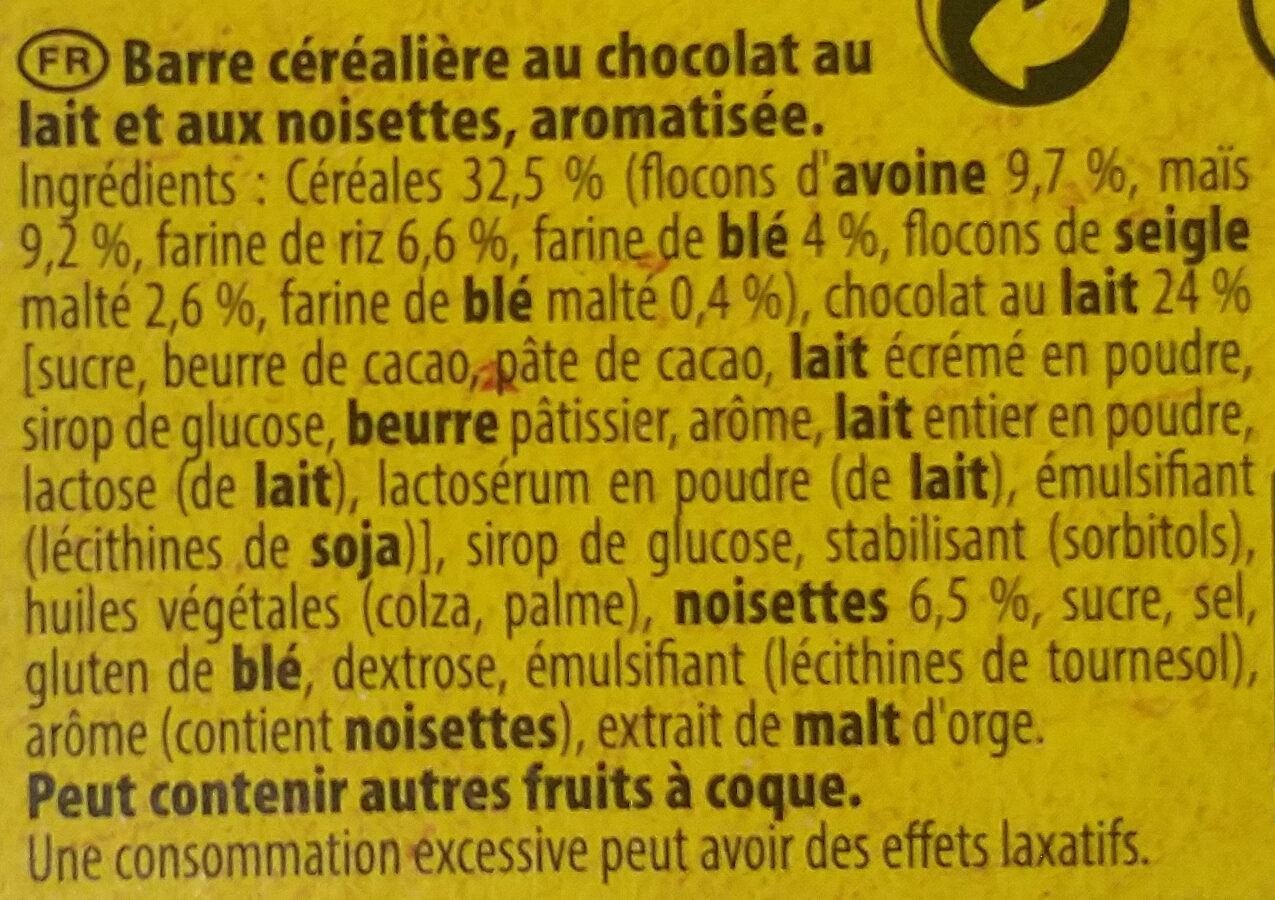 Grany chocolat au lait noisettes - Ingrédients