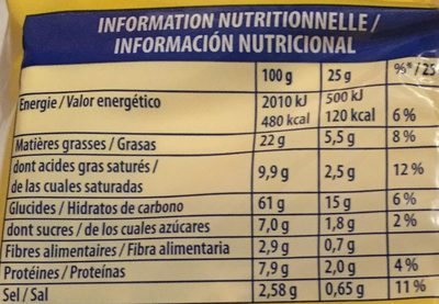 Tuc Bacon - Nutrition facts - fr