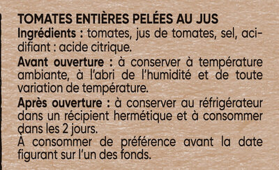 Tomates pelées - Ingredienser - fr