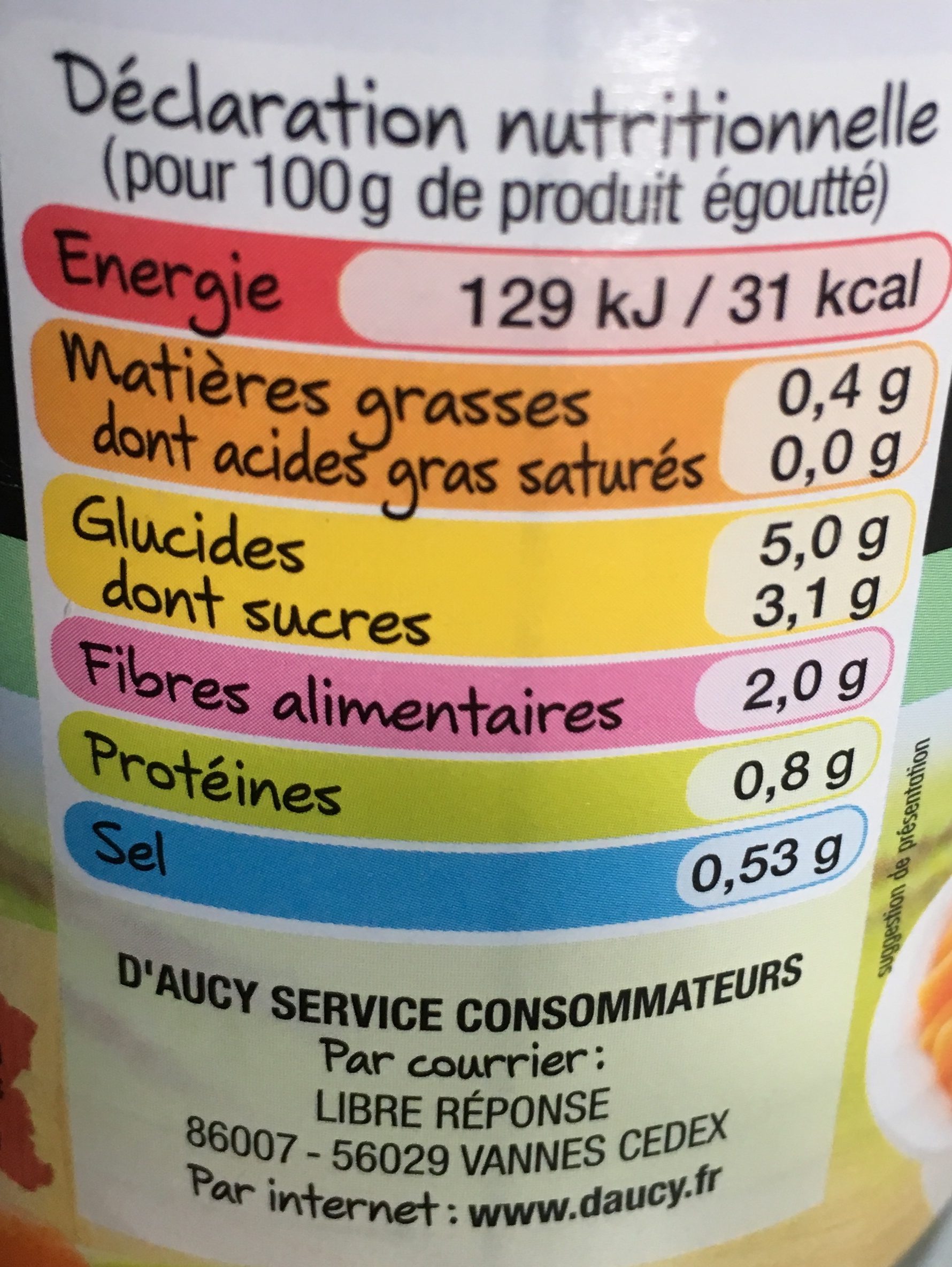 Cartonette 1/4 carottes exra fines coupes - Zutaten - fr