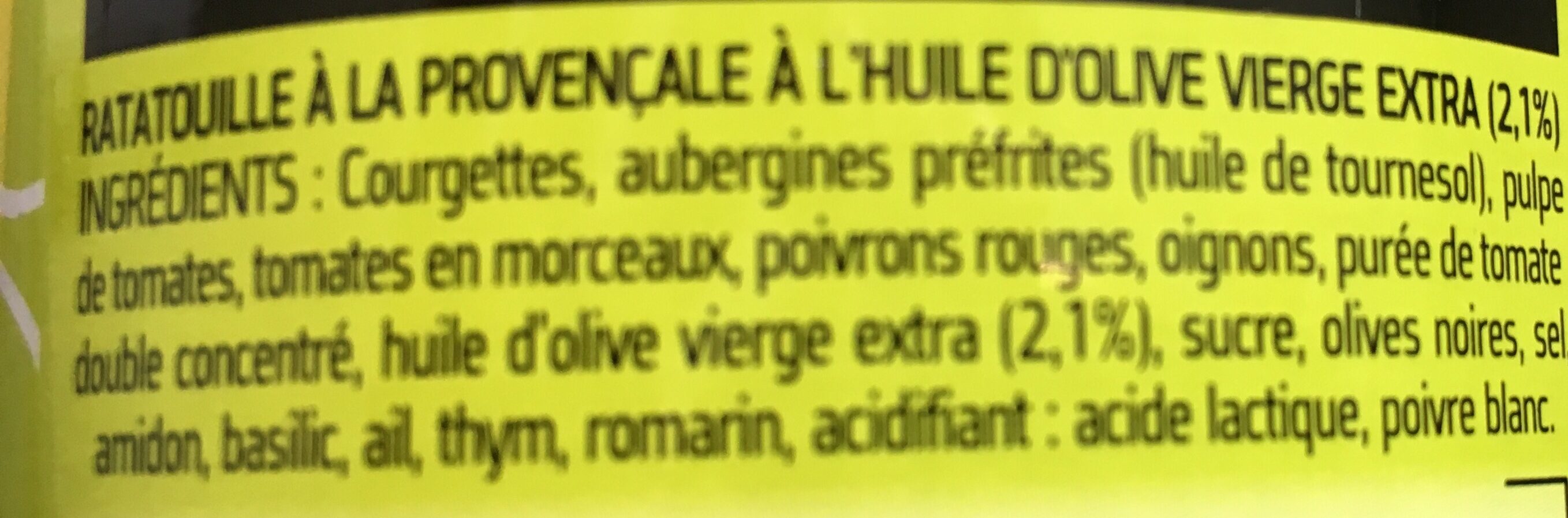 Ratatouille à la Rovençale - Ingredients - fr