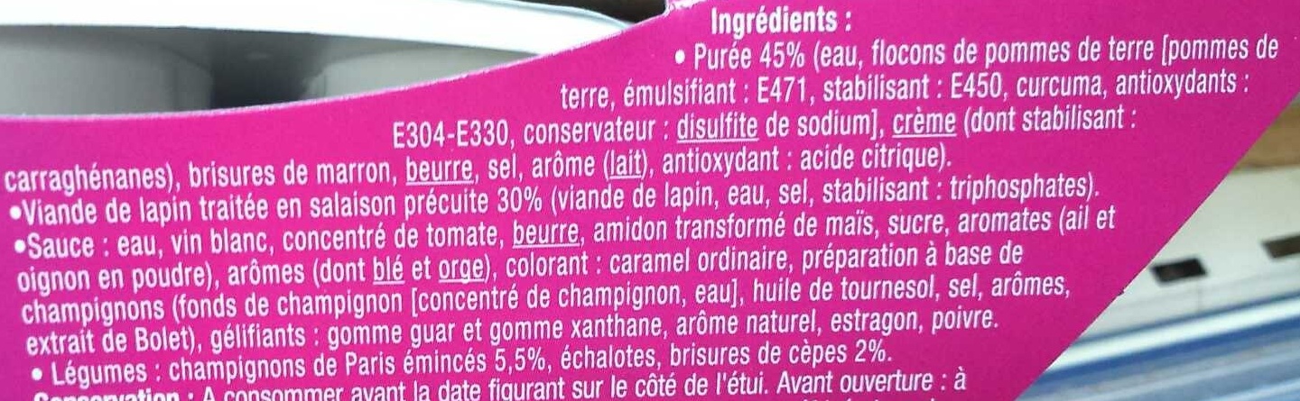 Lapin Sauce aux Cèpes - Ingredients - fr