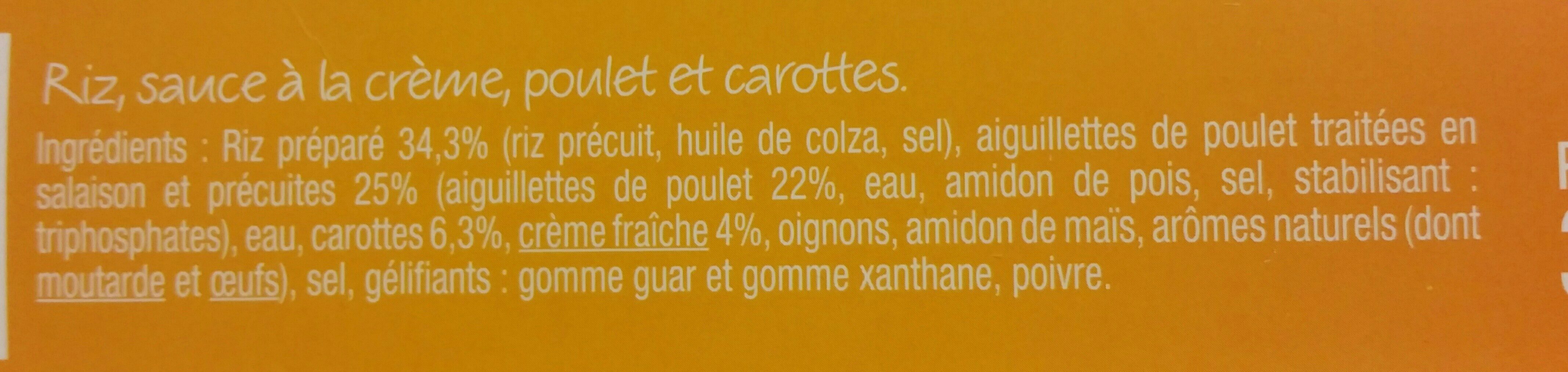 Aiguillettes de Poulet & son riz à la crème fraîche - Ingredients - fr