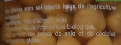 Pois chiches sans sel ajouté bio - Ingredients - fr