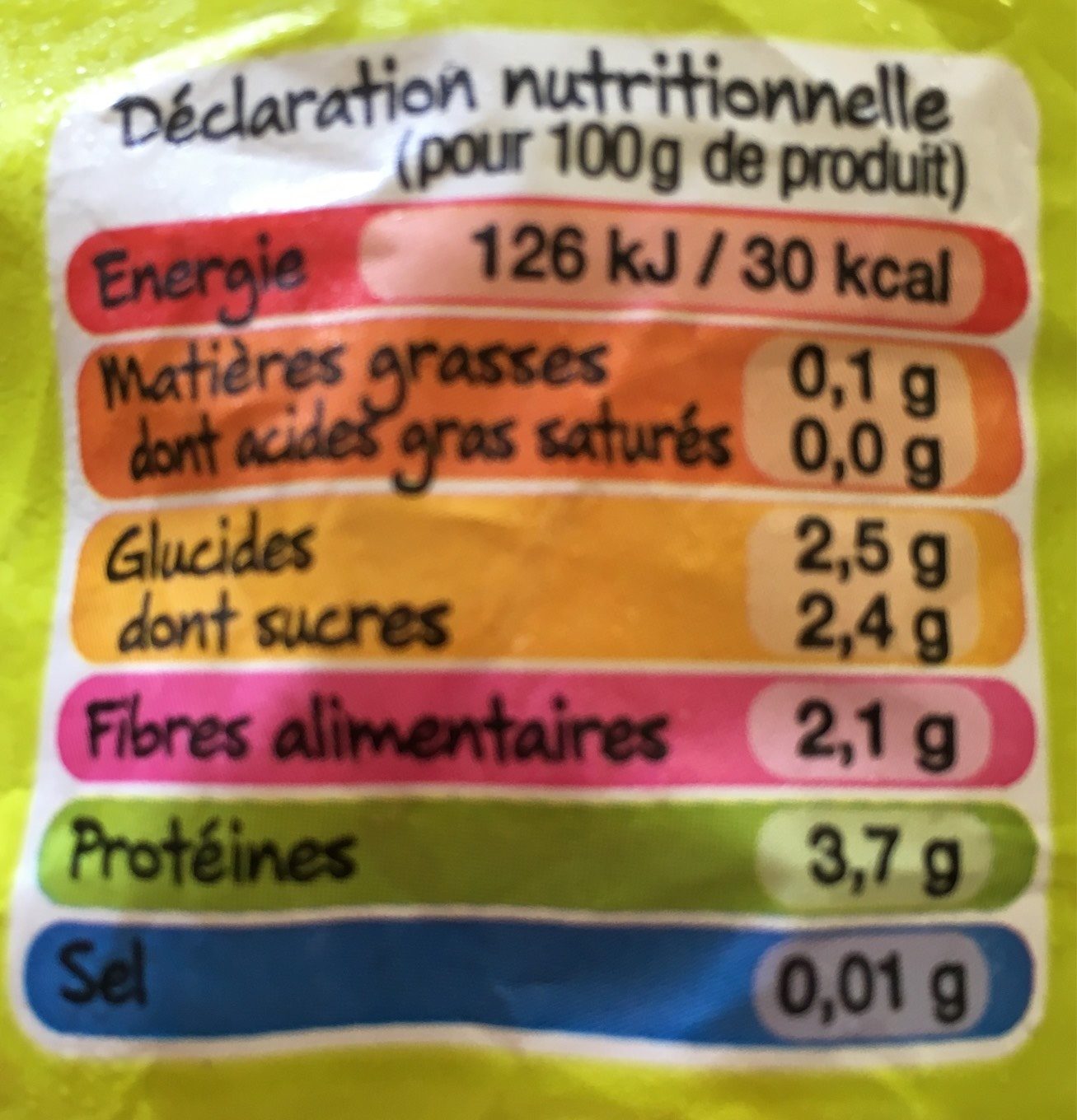 Légumes Pour Ratatouille 1kg Surgelé - Nutrition facts - fr