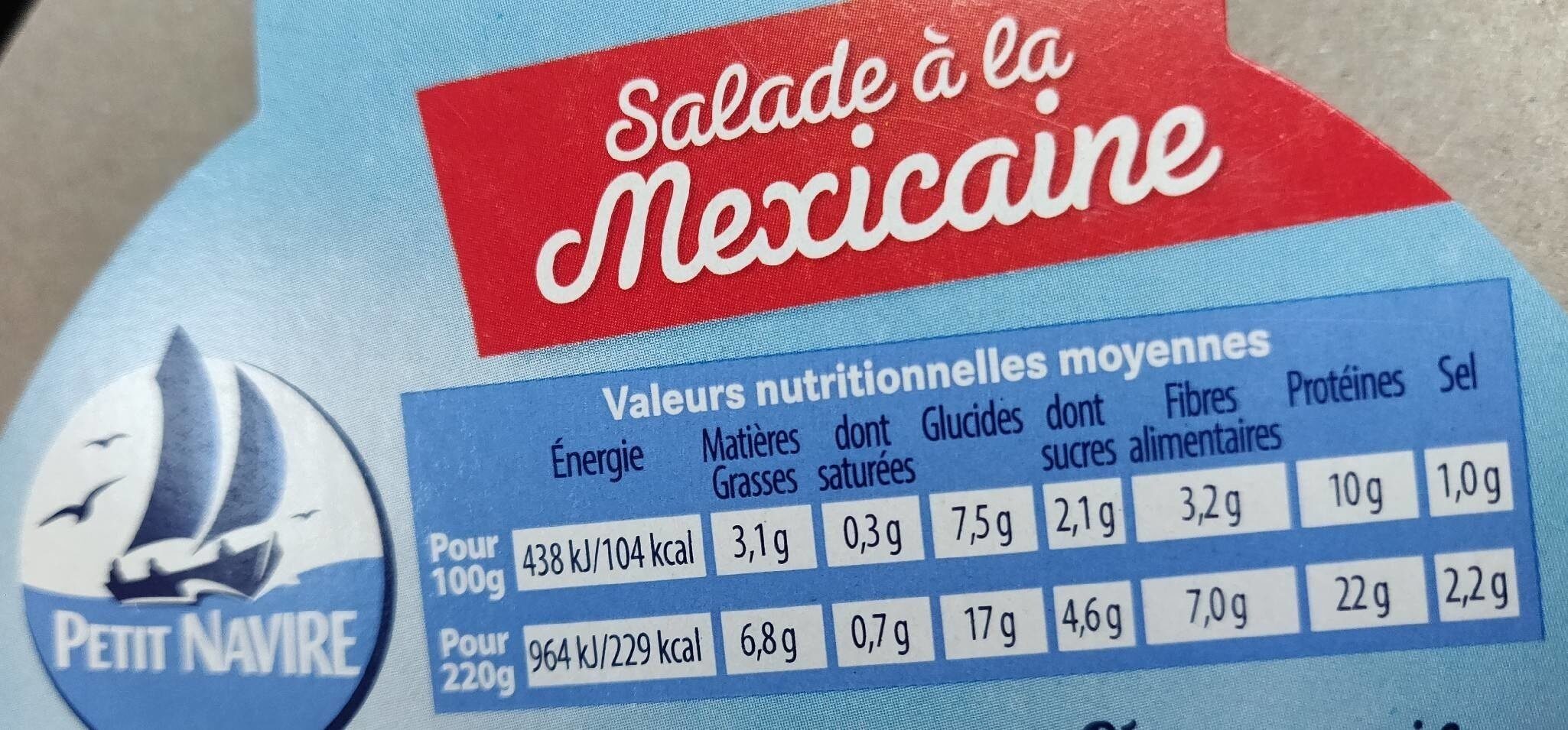 Salade à la mexicaine - Tableau nutritionnel