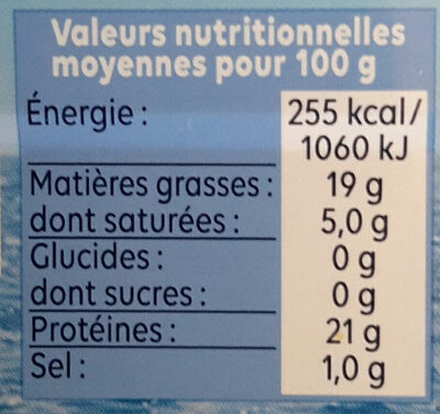 Filets de Maquereaux Vapeur Nature - Nutrition facts - fr